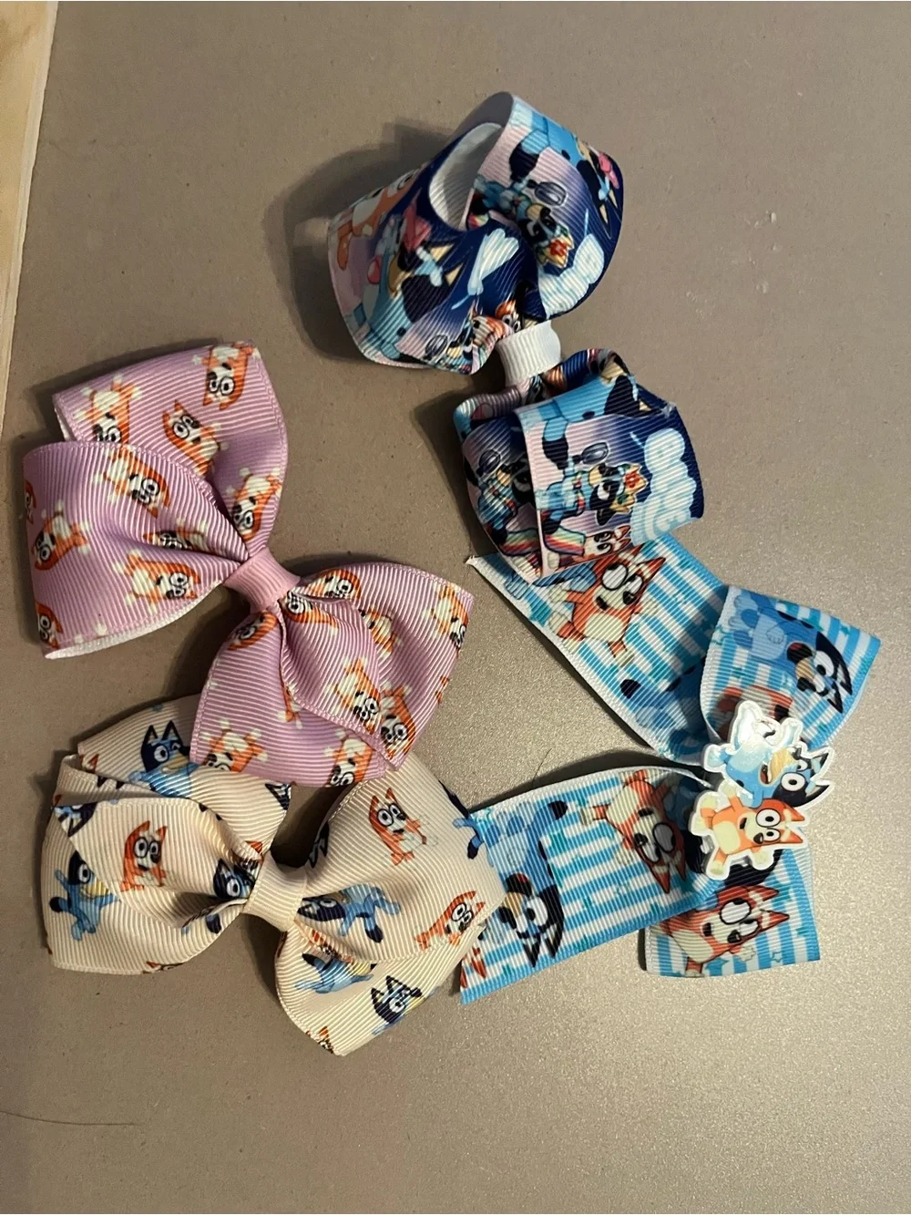 Kids Bluey Character Hair Bows – Pink, Blue, Cream
